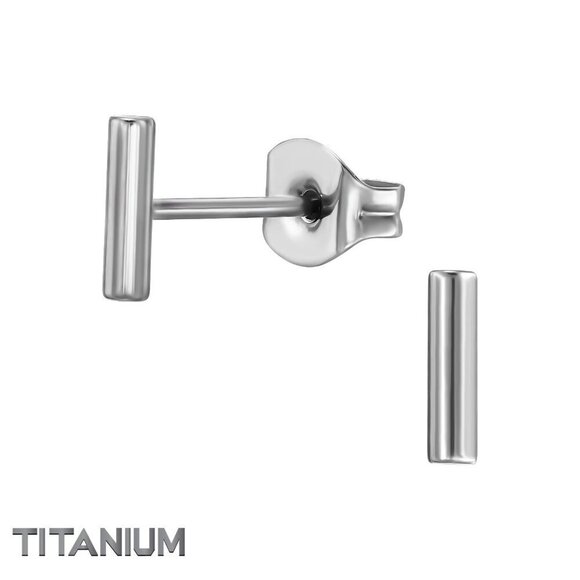 Titanium Bar Stud Earrings - Picture 1 of 9